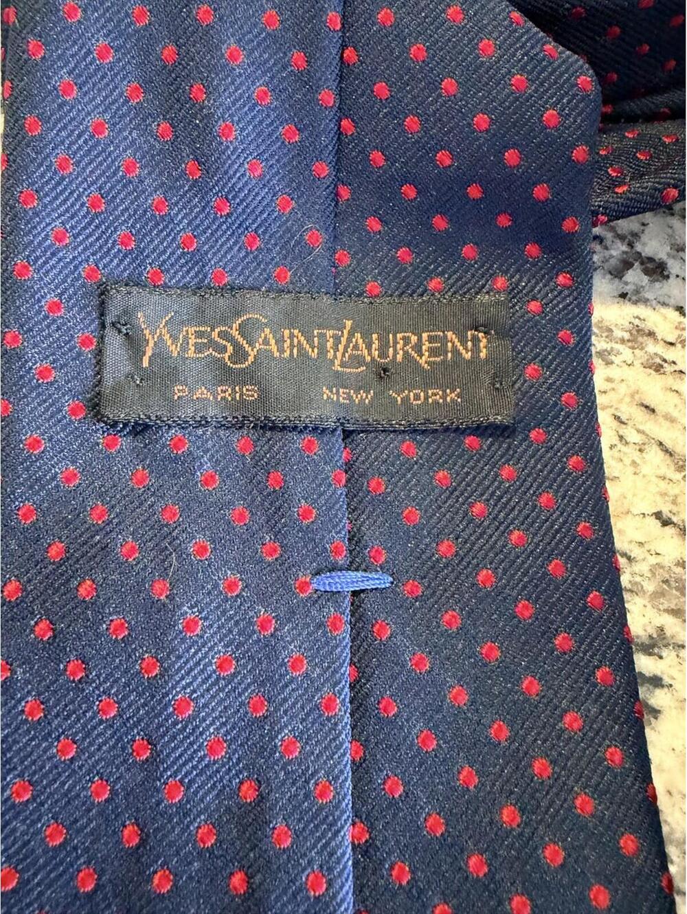 YVES SAINT LAURENT YSL EMBROIDERED LOGO NECK TIE - Picture 4 of 5